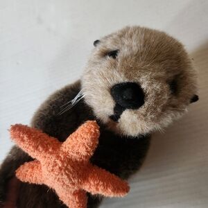 Stuffed Animal House Kayak Sea Otter Plush with Starfish